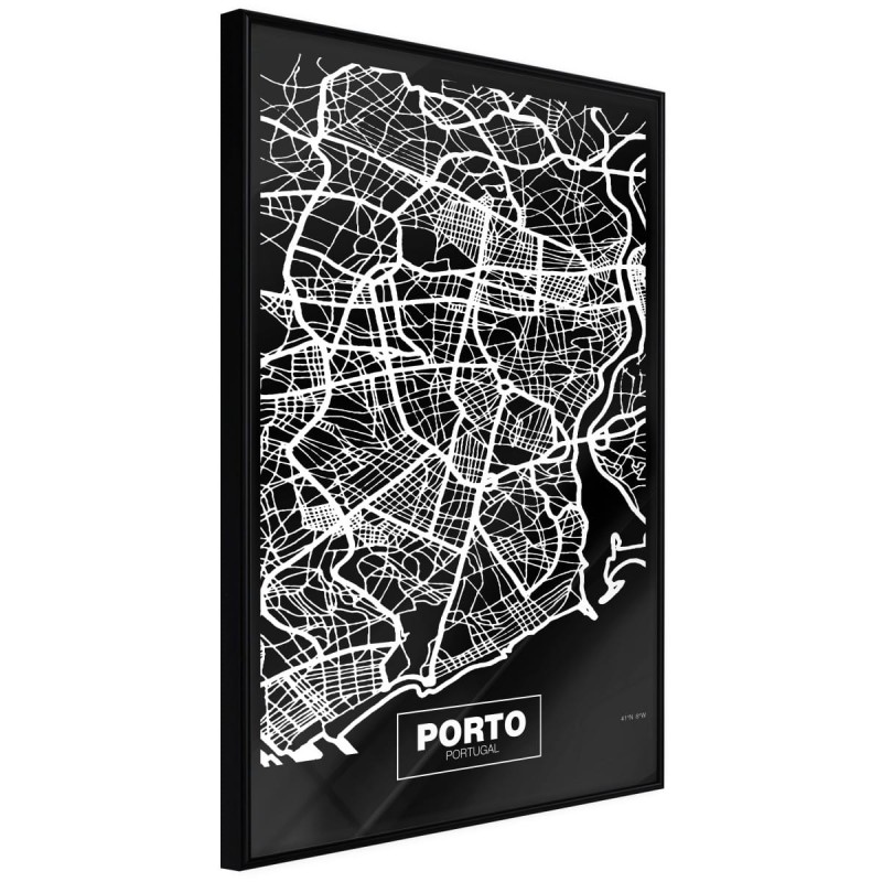 Plakat - Plan miasta: Porto (ciemny)