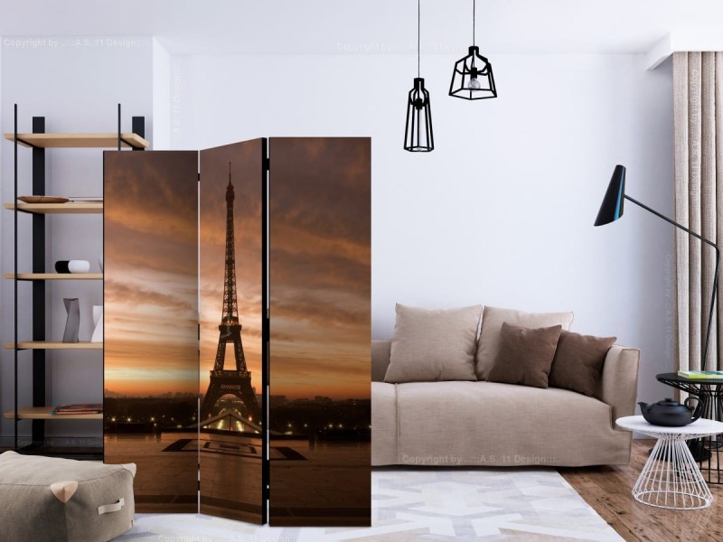 Parawan 3-częściowy - Wieczorne barwy Paryża [Room Dividers]