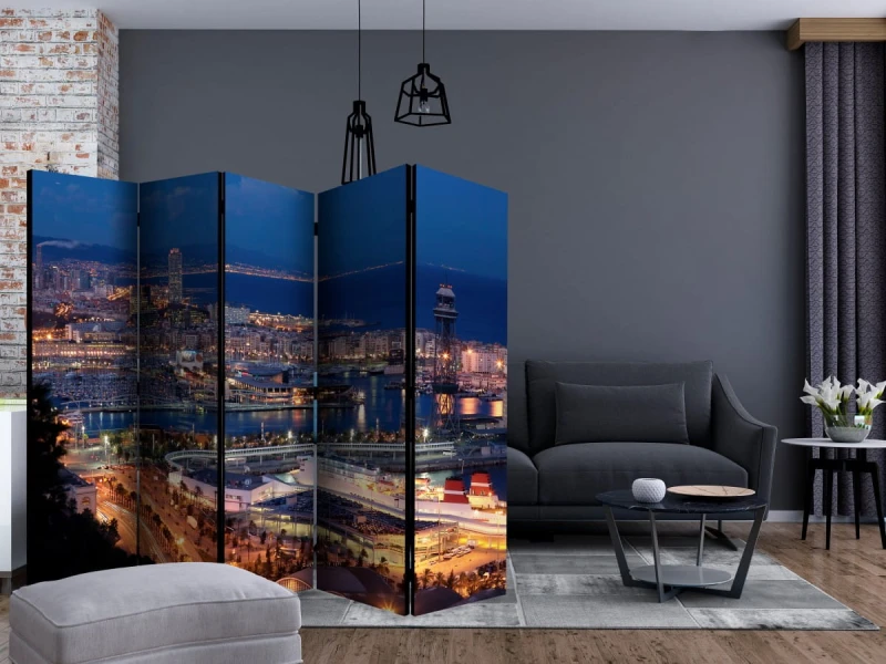 Parawan 5-częściowy - Rozświetlona Barcelona II [Room Dividers]