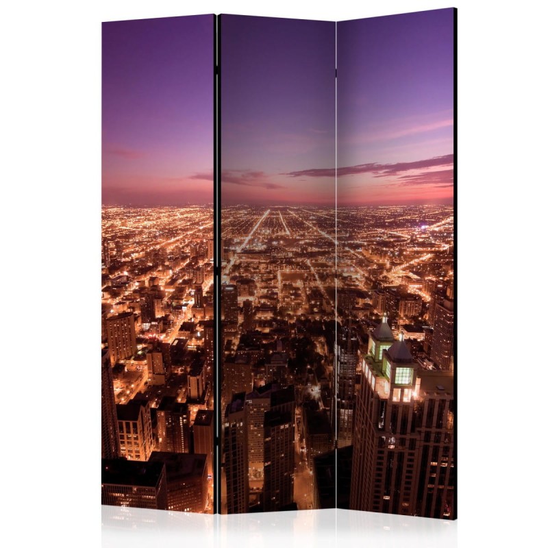 Parawan 3-częściowy - Panorama Chicago [Room Dividers]