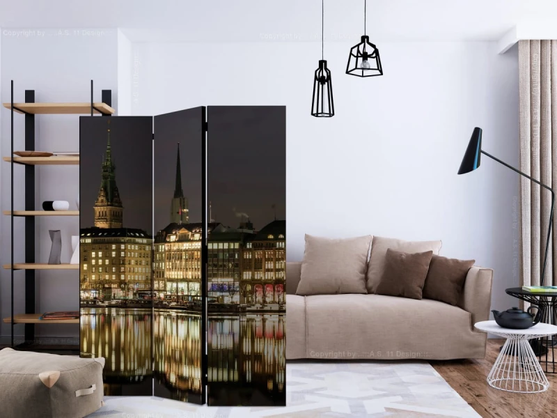 Parawan 3-częściowy - Noc w Hamburgu [Room Dividers]