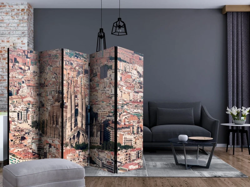 Parawan 5-częściowy - Serce Barcelony II [Room Dividers]