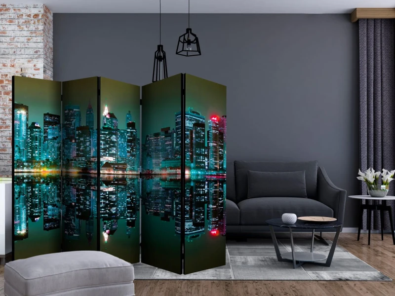 Parawan 5-częściowy - Gold reflections - NYC II [Room Dividers]