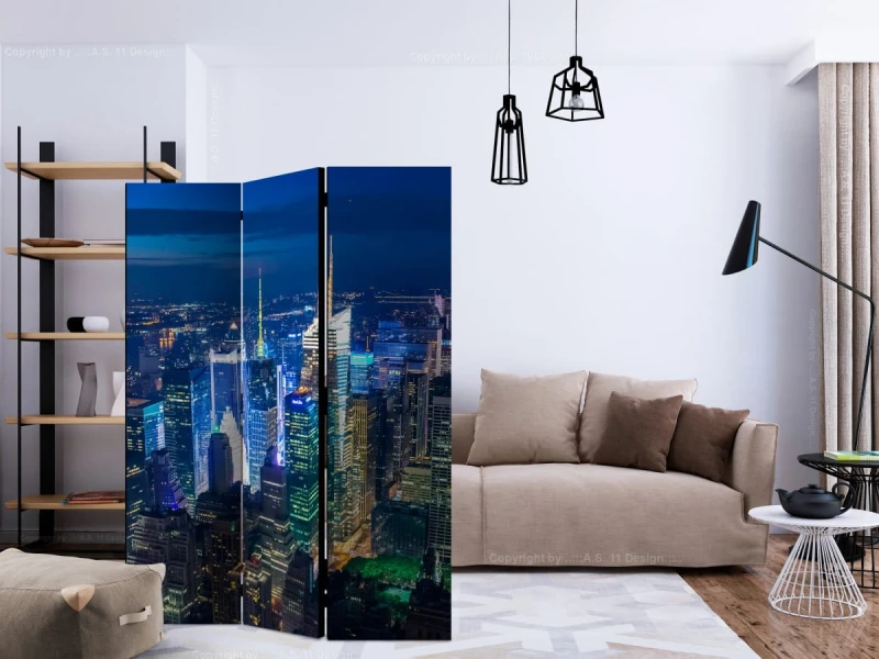 Parawan 3-częściowy - Manhattan - noc [Room Dividers]