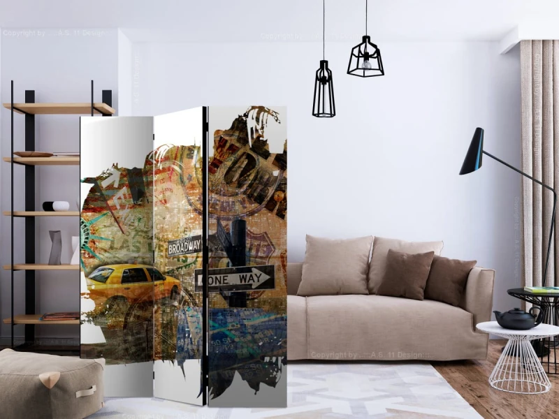 Parawan 3-częściowy - New York Collage [Room Dividers]
