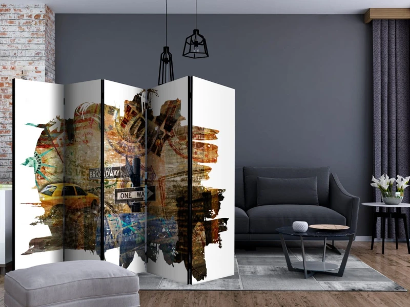 Parawan 5-częściowy - New York Collage II [Room Dividers]