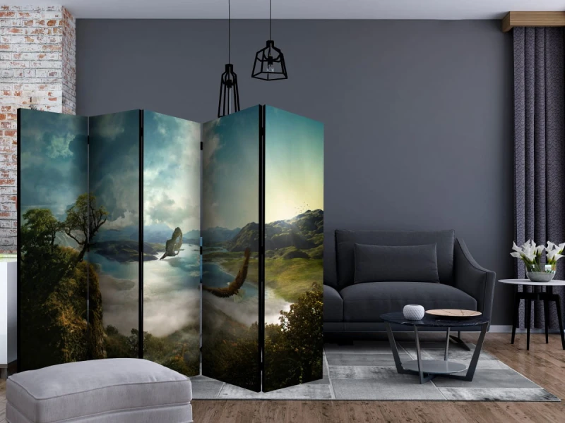 Parawan 5-częściowy - Lot nad jeziorem II [Room Dividers]