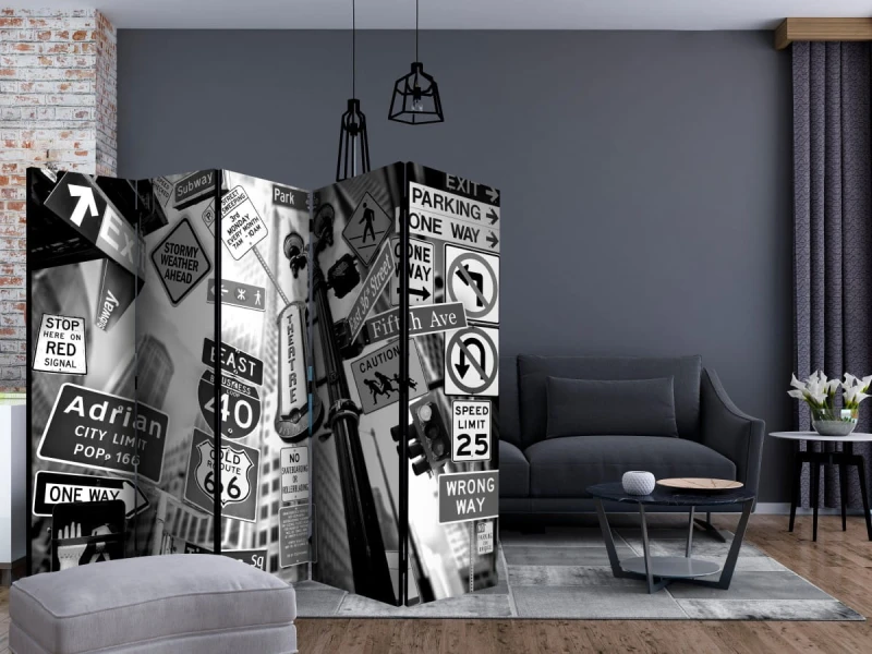 Parawan 5-częściowy - Drogi na Manhattan II [Room Dividers]