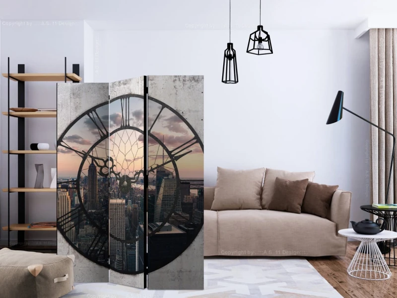Parawan 3-częściowy - NYC Time Zone [Room Dividers]