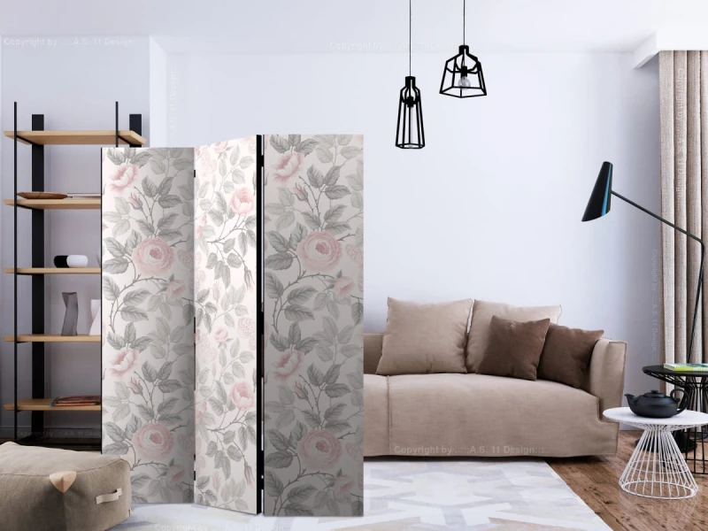 Parawan 3-częściowy - Akwarelowe róże [Room Dividers]