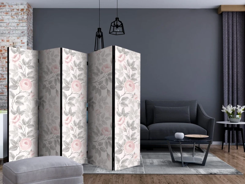 Parawan 5-częściowy - Akwarelowe róże II [Room Dividers]