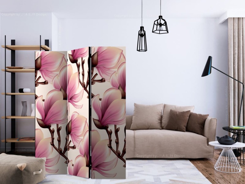 Parawan 3-częściowy - Kwitnące magnolie [Room Dividers]