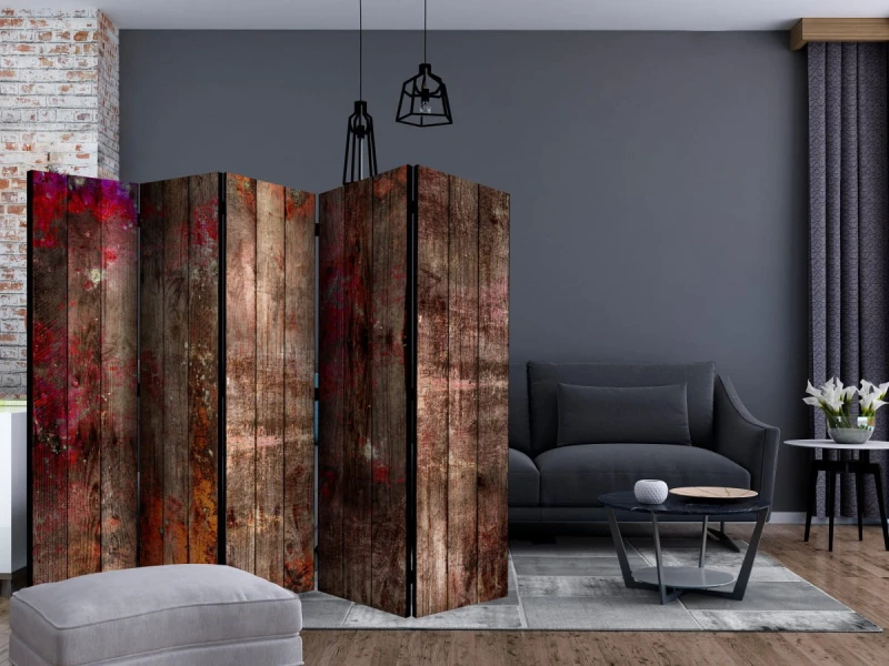 Parawan 5-częściowy - Zabarwione drewno II [Room Dividers]