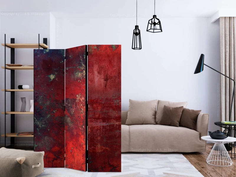 Parawan 3-częściowy - Czerwony beton [Room Dividers]