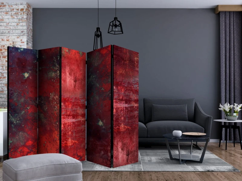 Parawan 5-częściowy - Czerwony beton II [Room Dividers]