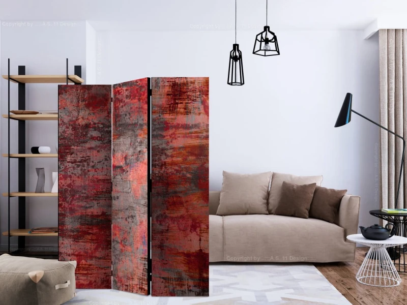 Parawan 3-częściowy - Czerwony metal [Room Dividers]