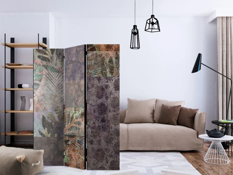 Parawan 3-częściowy - Betonowy ogród [Room Dividers]