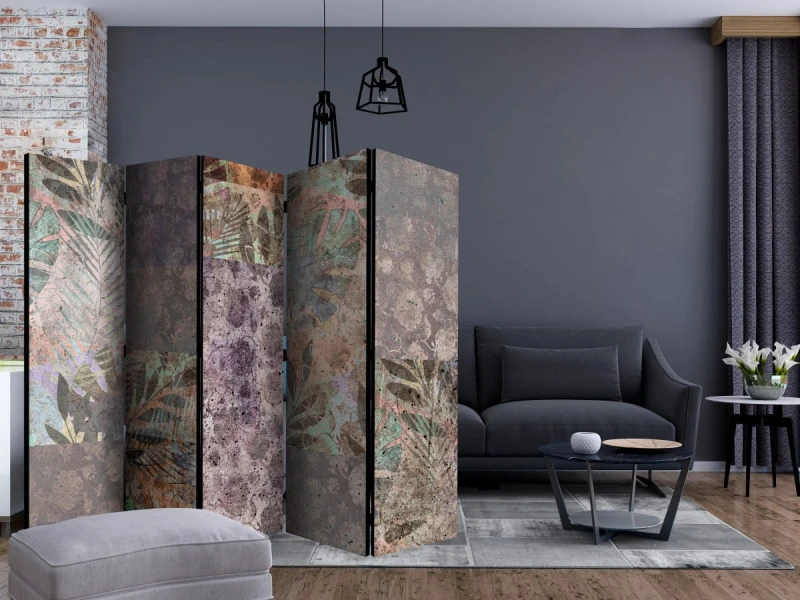 Parawan 5-częściowy - Betonowy ogród II [Room Dividers]