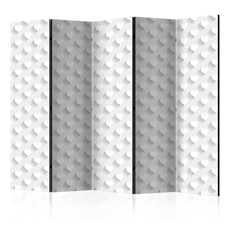 Parawan 5-częściowy - Szare serduszka II [Room Dividers]