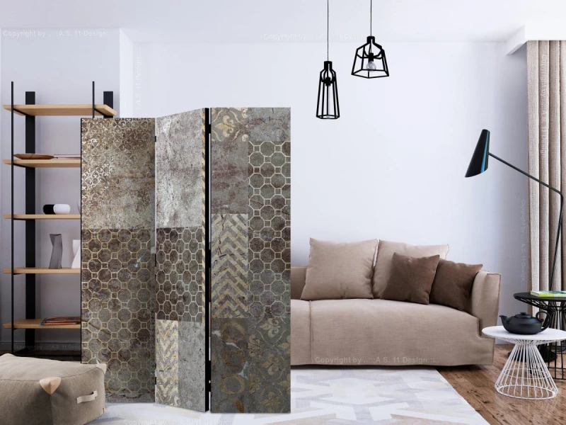 Parawan 3-częściowy - Geometryczne tekstury [Room Dividers]