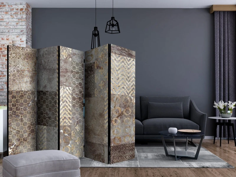 Parawan 5-częściowy - Geometryczne tekstury II [Room Dividers]