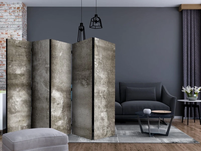 Parawan 5-częściowy - Zimny beton II [Room Dividers]