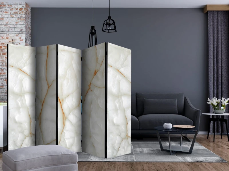 Parawan 5-częściowy - Biały marmur II [Room Dividers]