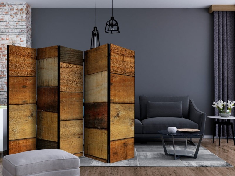 Parawan 5-częściowy - Drewniane tekstury II [Room Dividers]