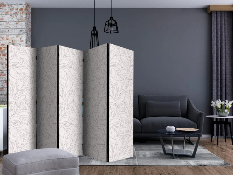 Parawan 5-częściowy - Bezbarwne liście II [Room Dividers]