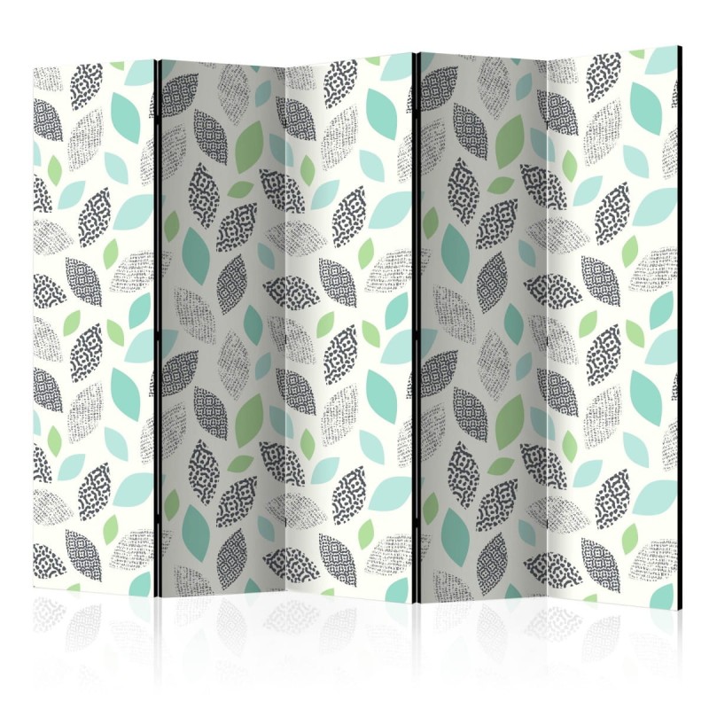 Parawan 5-częściowy - Wzorzyste liście II [Room Dividers]