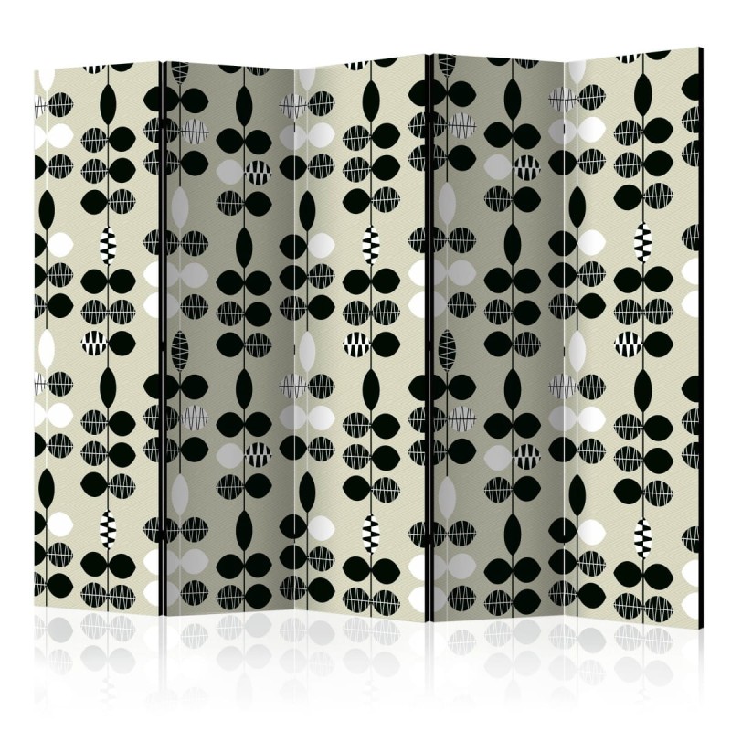 Parawan 5-częściowy - Czarno-białe kropki II [Room Dividers]