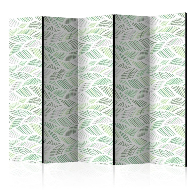 Parawan 5-częściowy - Zielone fale II [Room Dividers]