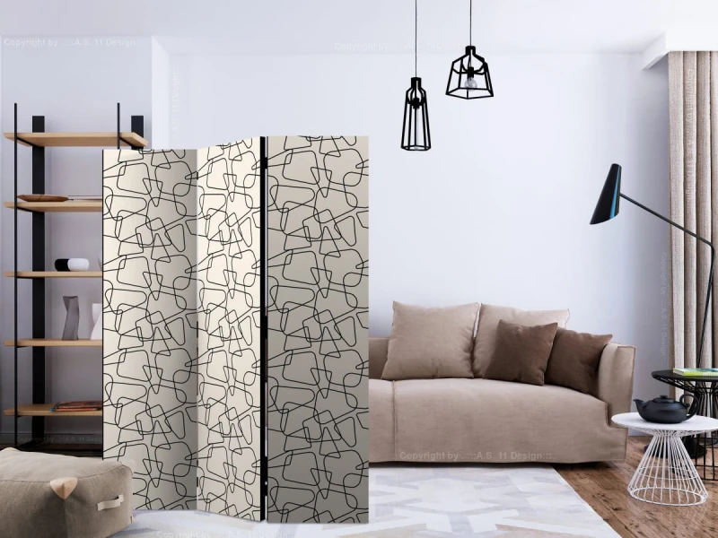 Parawan 3-częściowy - Zaokrąglona geometria [Room Dividers]