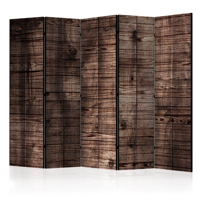 Parawan 5-częściowy - Ciemnobrązowe deski II [Room Dividers]