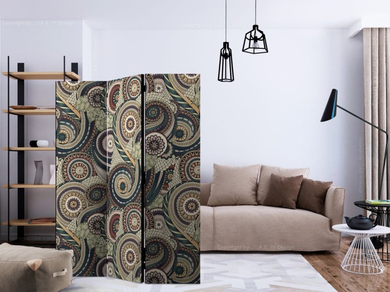 Parawan 3-częściowy - Wytworny ornament [Room Dividers]