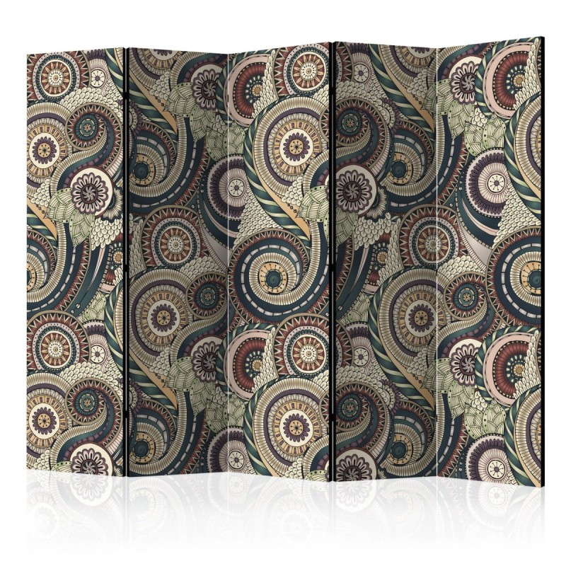 Parawan 5-częściowy - Wytworny ornament II [Room Dividers]