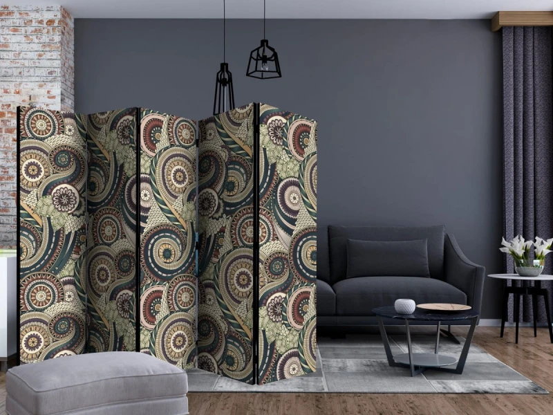 Parawan 5-częściowy - Wytworny ornament II [Room Dividers]