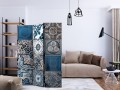 Parawan 3-częściowy - Niebieska arabeska [Room Dividers]