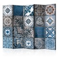 Parawan 5-częściowy - Niebieska arabeska II [Room Dividers]