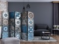 Parawan 5-częściowy - Niebieska arabeska II [Room Dividers]