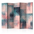 Parawan 5-częściowy - Piksele (zielono-różowy) II [Room Dividers]