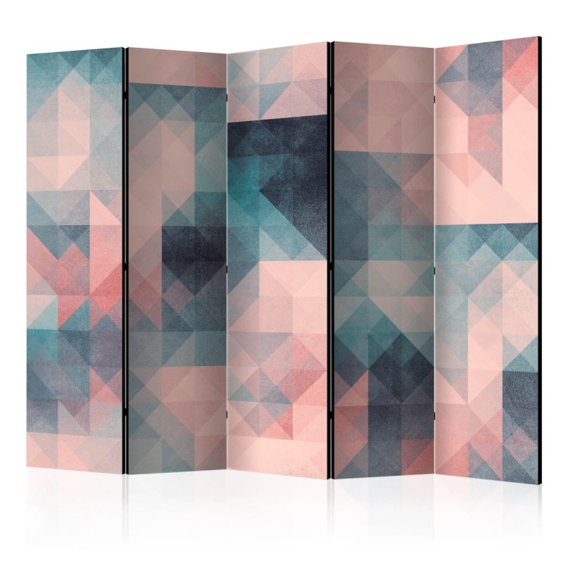 Parawan 5-częściowy - Piksele (zielono-różowy) II [Room Dividers]