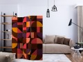 Parawan 3-częściowy - Geometryczna mozaika (czerwony) [Room Dividers]