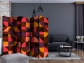Parawan 5-częściowy - Geometryczna mozaika (czerwony) II [Room Dividers]