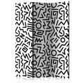 Parawan 3-częściowy - Czarno-biały labirynt [Room Dividers]