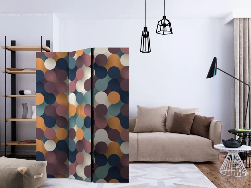 Parawan 3-częściowy - Kolorowe cząsteczki [Room Dividers]