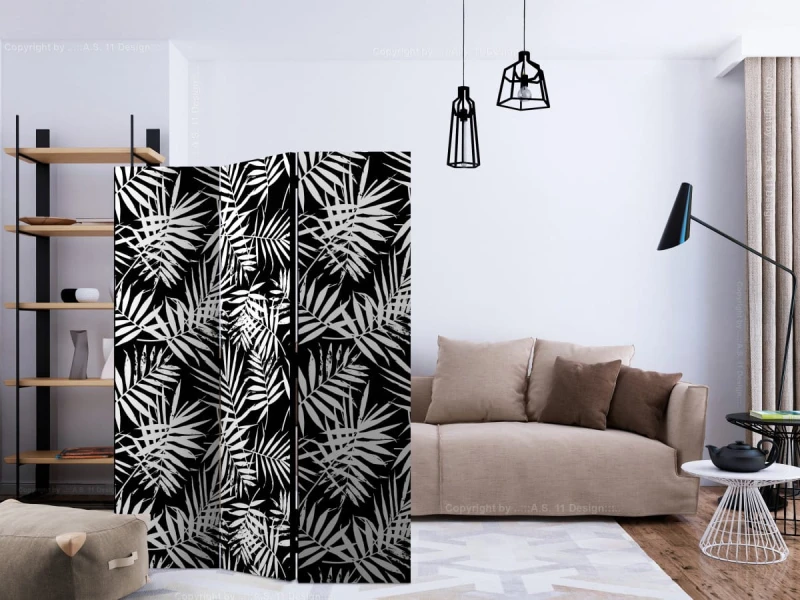 Parawan 3-częściowy - Czarno-biała dżungla [Room Dividers]