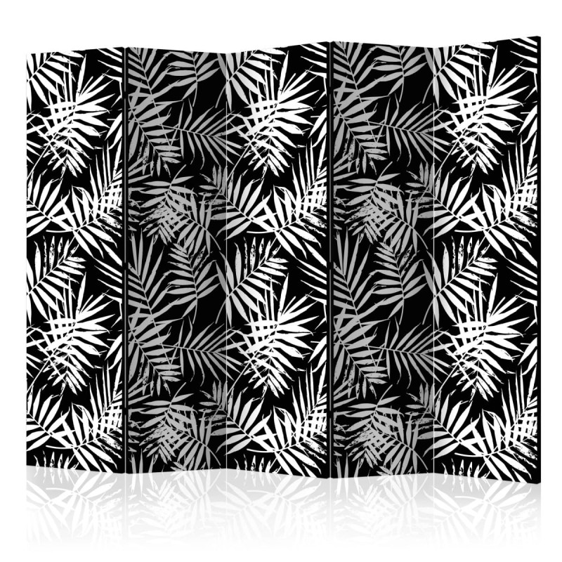 Parawan 5-częściowy - Czarno-biała dżungla II [Room Dividers]