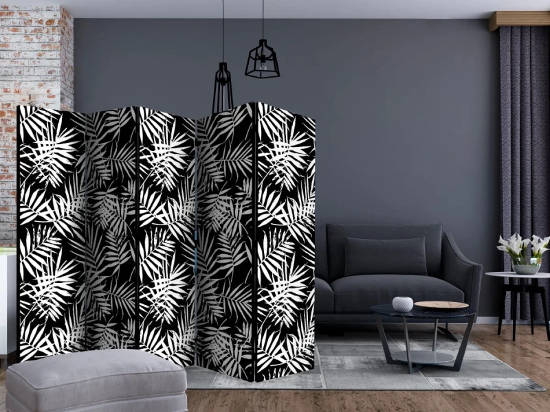 Parawan 5-częściowy - Czarno-biała dżungla II [Room Dividers]