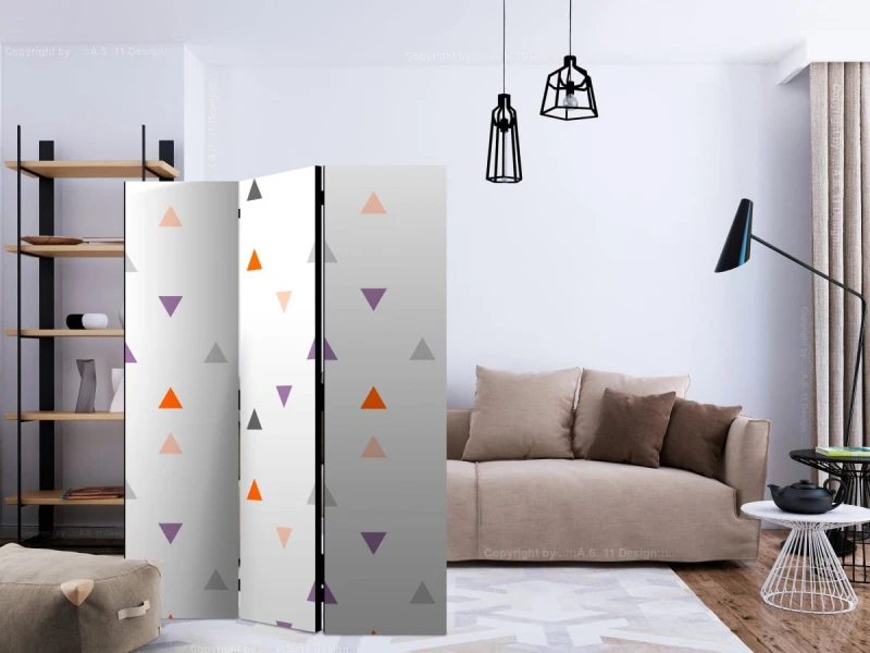 Parawan 3-częściowy - Deszcz trójkątów [Room Dividers]